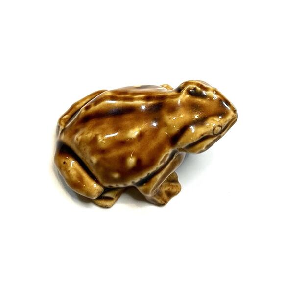 Vintage Frog Toad Japan Figurine Ceramic Brown Glazed Decor Small 3” - Picture 4 of 7